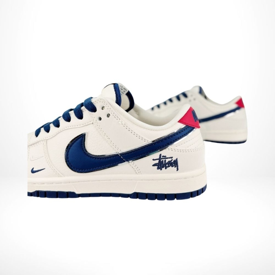 Nike SB Dunk Low X Stussy Beige Navy Blue Red - Image 3