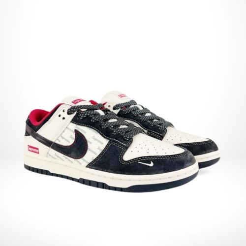 Angled front view of a full pair of Nike SB Dunk Low