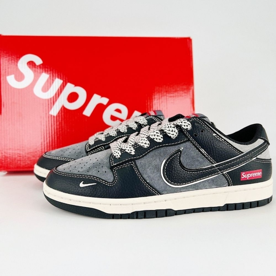 Nike SB Dunk Low X Supreme Black Dark Gray Small Hook Stars - Image 7