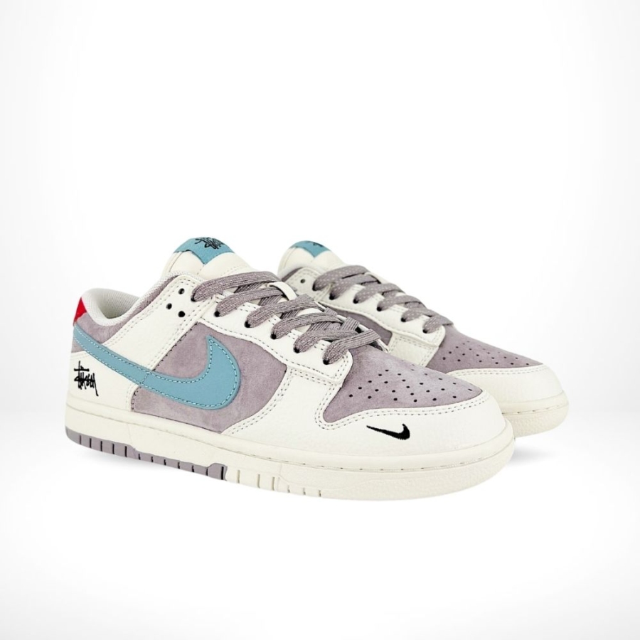 Nike SB Dunk Low X Stussy White Blue Grey Hook Star - Image 2
