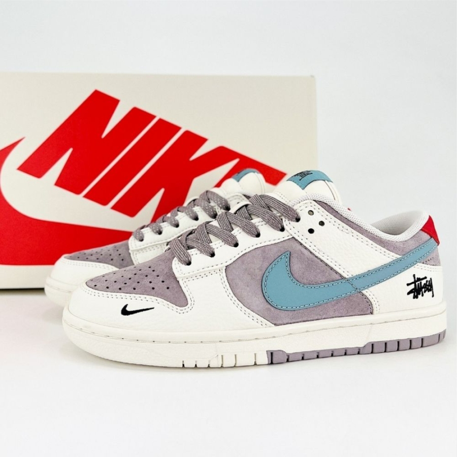 Nike SB Dunk Low X Stussy White Blue Grey Hook Star - Image 7