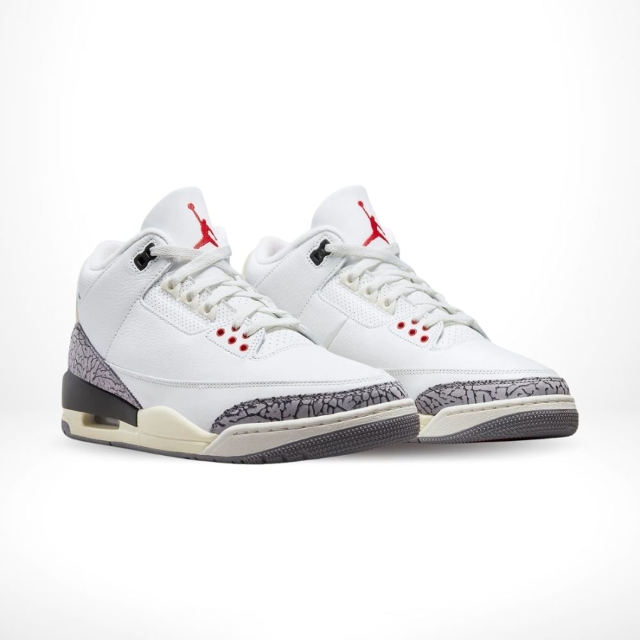 Angled front view of a full pair of Air Jordan 3