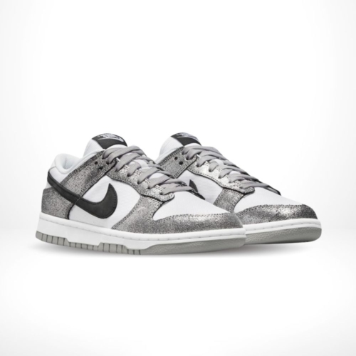 Angled front view of a full pair of Nike Dunk Low