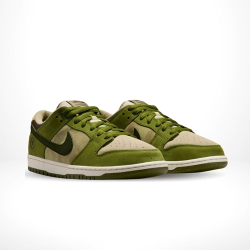 Angled front view of a full pair of Nike Dunk Low