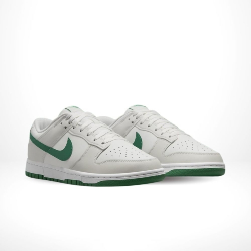 Angled front view of a full pair of Nike Dunk Low