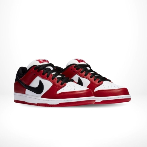 Angled front view of a full pair of Nike SB Dunk Low