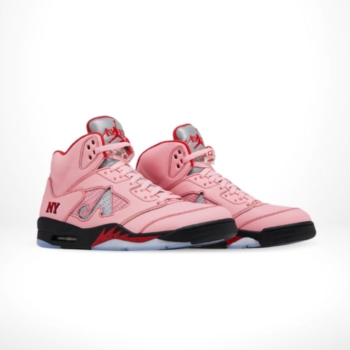 Angled front view of a full pair of Air Jordan 5