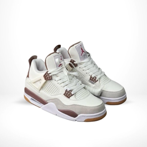 Angled front view of a full pair of Air Jordan 4