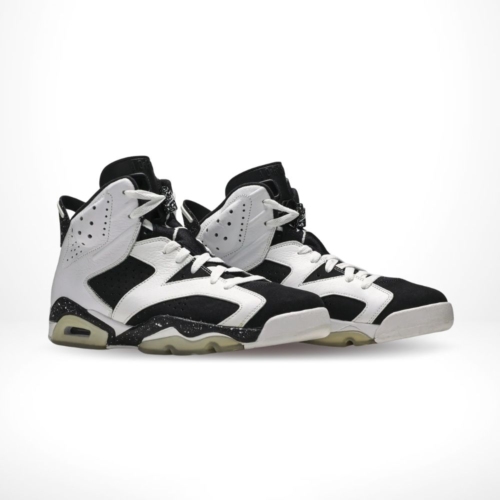 Angled front view of a full pair of Air Jordan 6